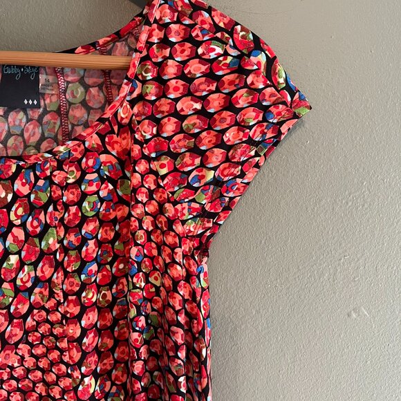 Gabby Skye Dress, Vibrant Colors, Cap Sleeve, Flared A-Line, Size 14 - Picture 3 of 6